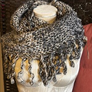 Handmade Black and Gray Knit Infinity Scarf